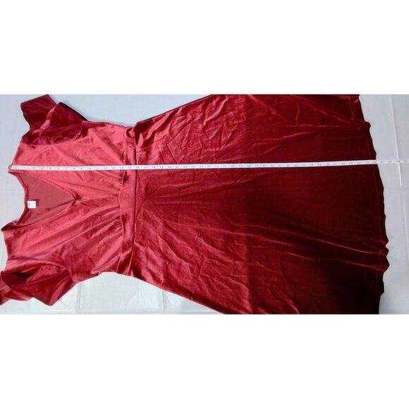 Old Navy Short Sleeve Velvet Fit & Flare Midi Dress XL Wine Red Holiday - Picture 11 of 13